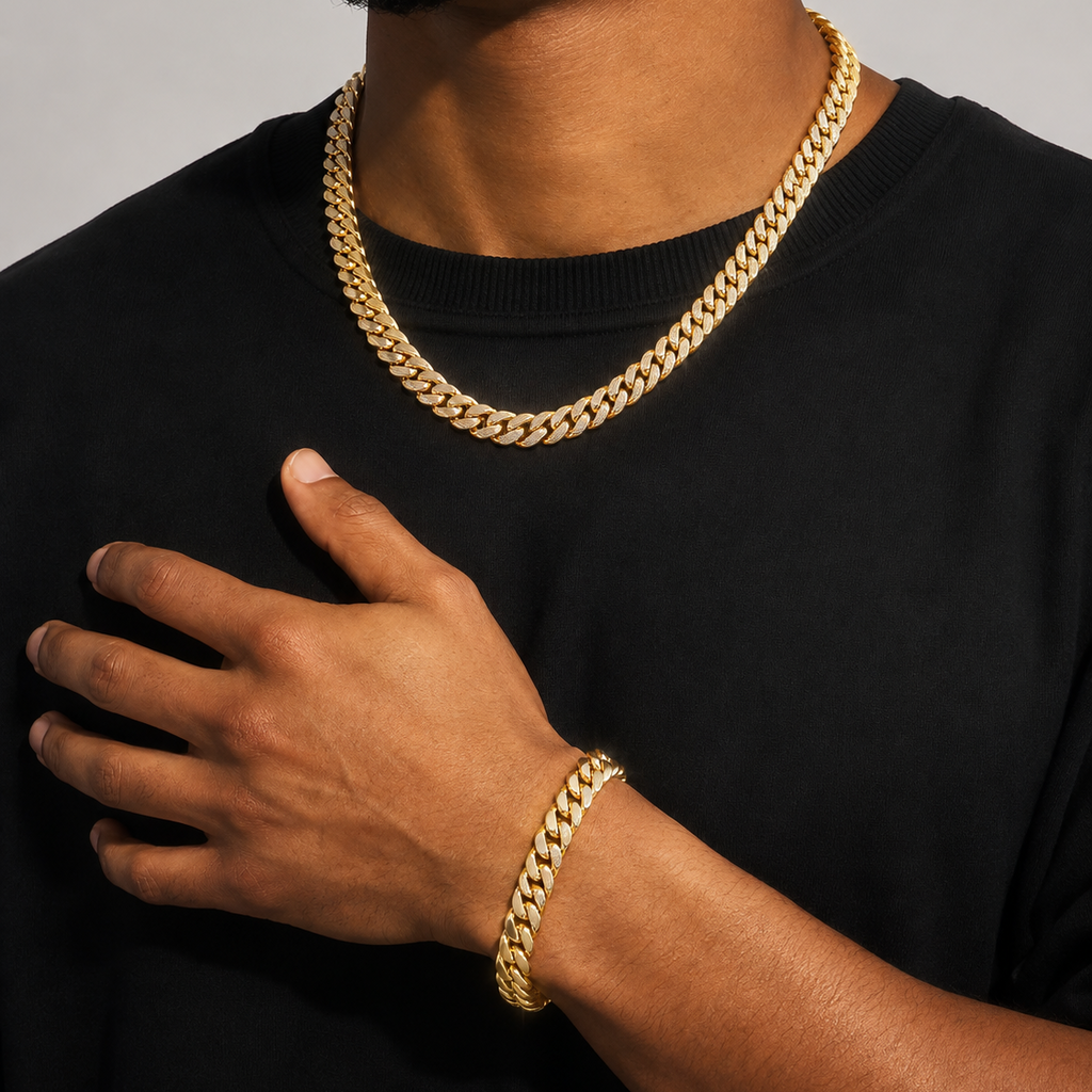 14K Gold Monaco Cuban Chain（7mm+50cm）