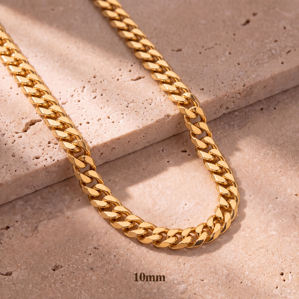 14K Gold Monaco Cuban Chain（7mm+50cm）