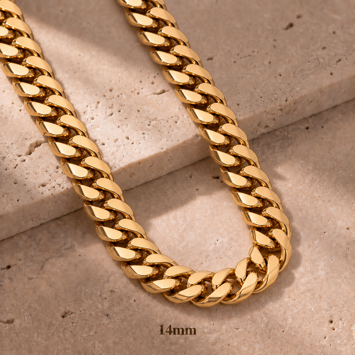 14K Gold Monaco Cuban Chain（7mm+50cm）
