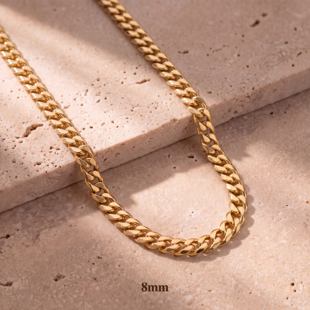 14K Gold Monaco Cuban Chain（7mm+50cm）