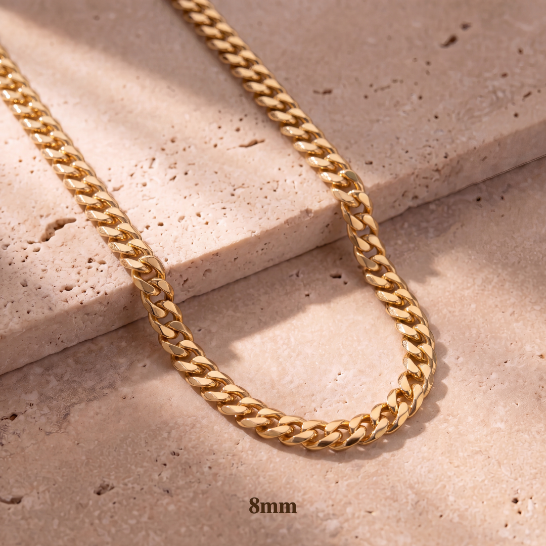 14K Gold Monaco Cuban Chain（7mm+50cm）