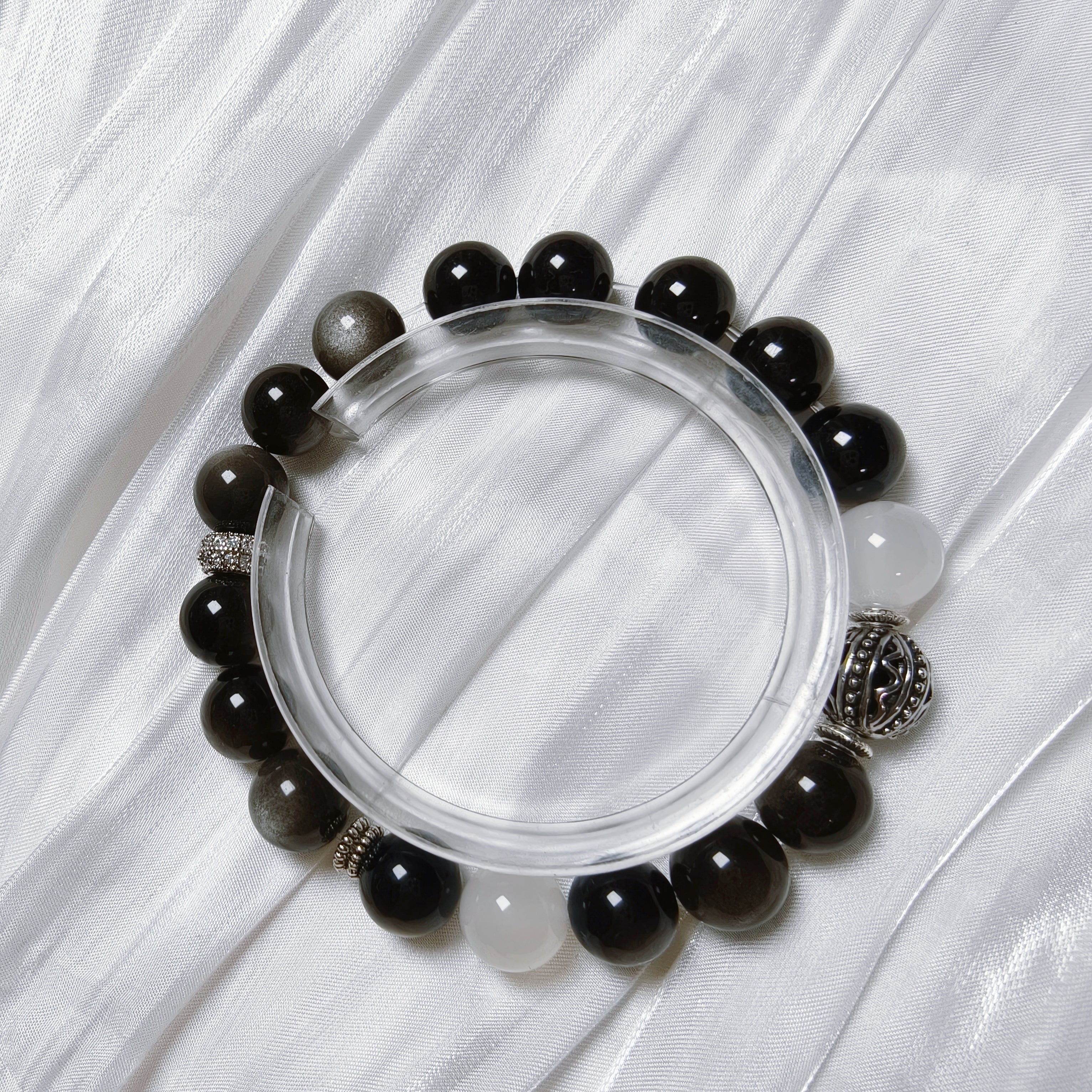 Pulsera Protección y Equilibrio | Obsidiana y Cuarzo