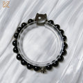 Pulsera Gato Místico | Obsidiana Plateada