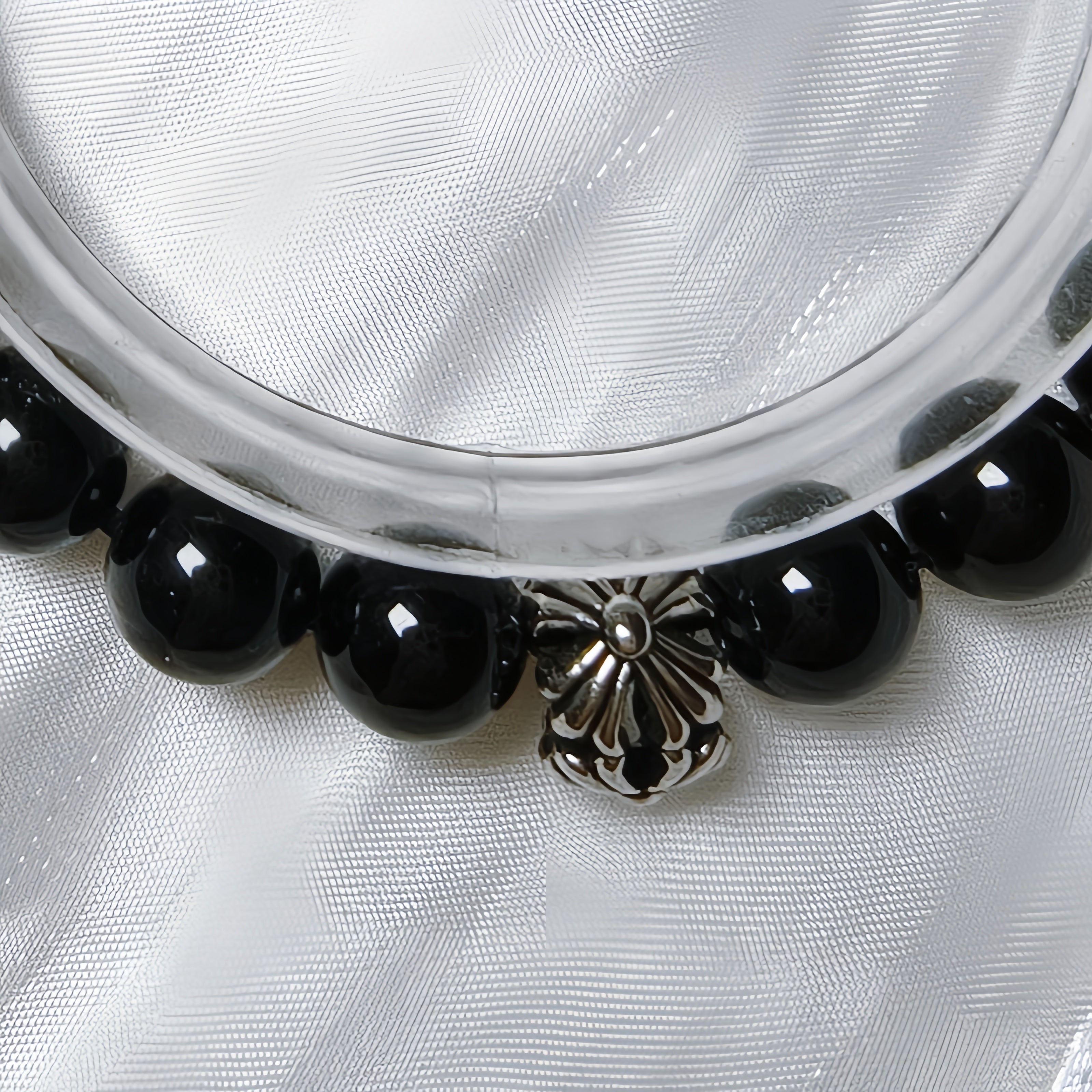 Pulsera Gato Místico | Obsidiana Plateada