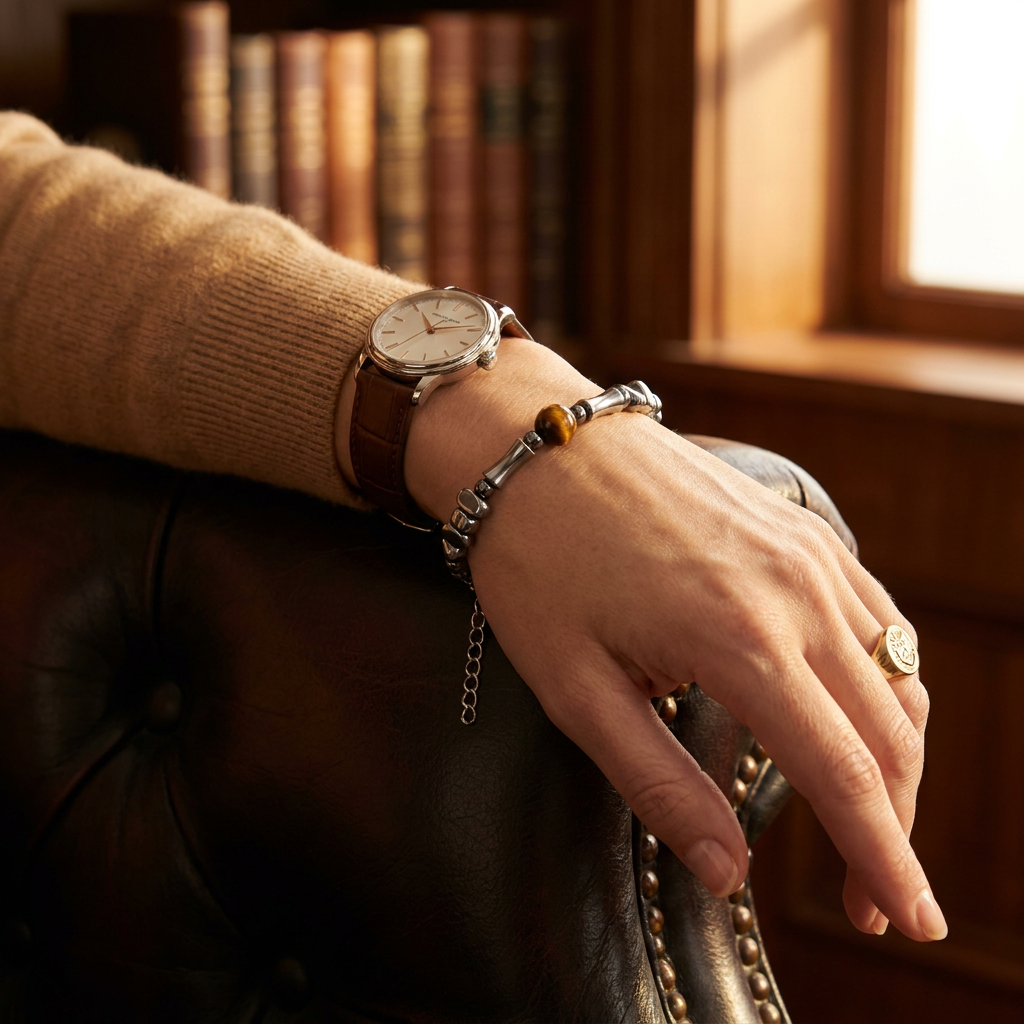 Tiger's Eye & Tumbled Silver Everyday Bracelet