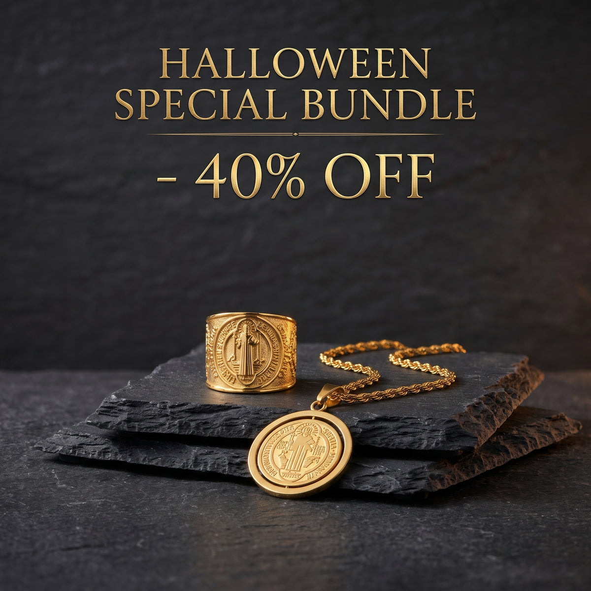 Saint Benedict Protection Bundle (Necklace + Ring)