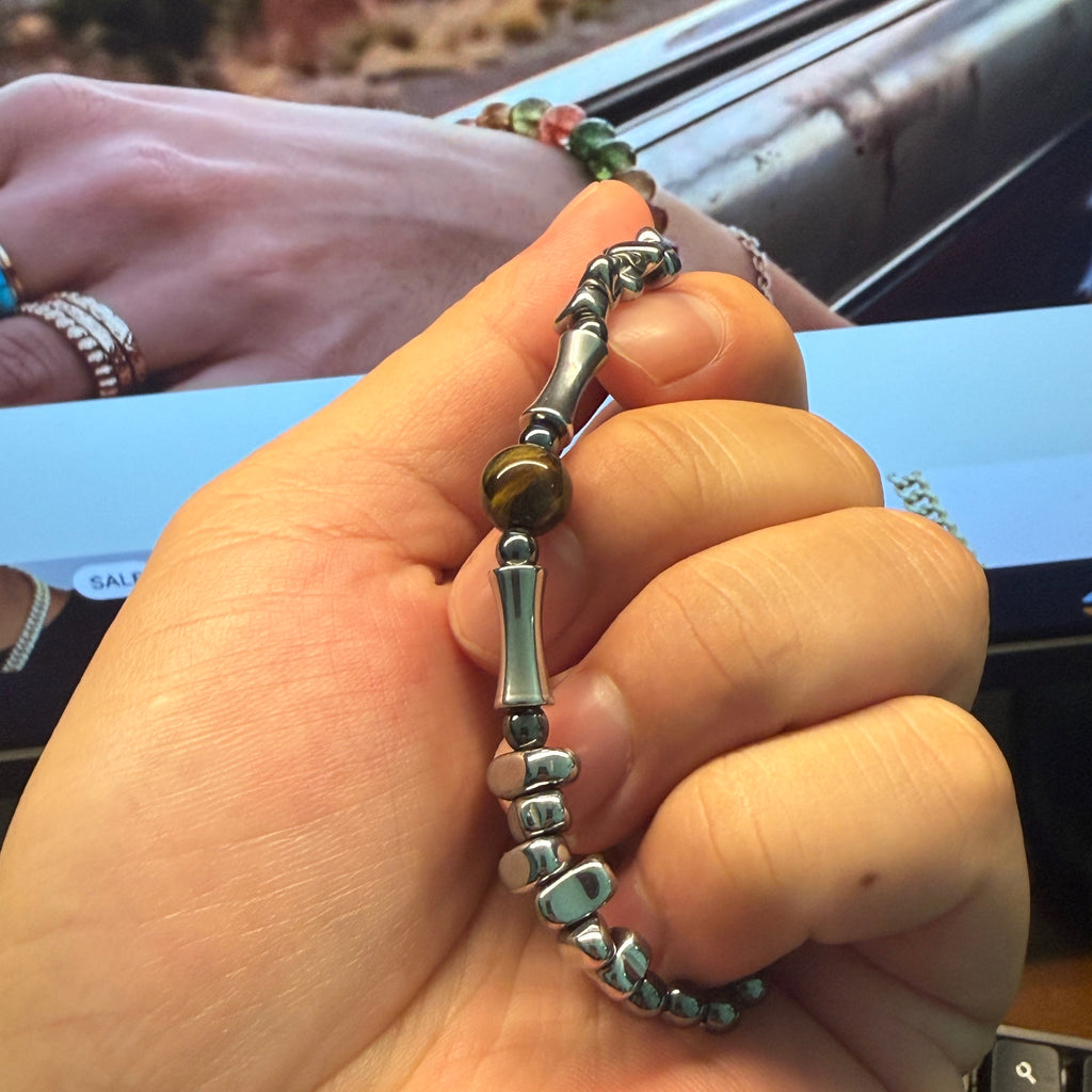 Tiger's Eye & Tumbled Silver Everyday Bracelet