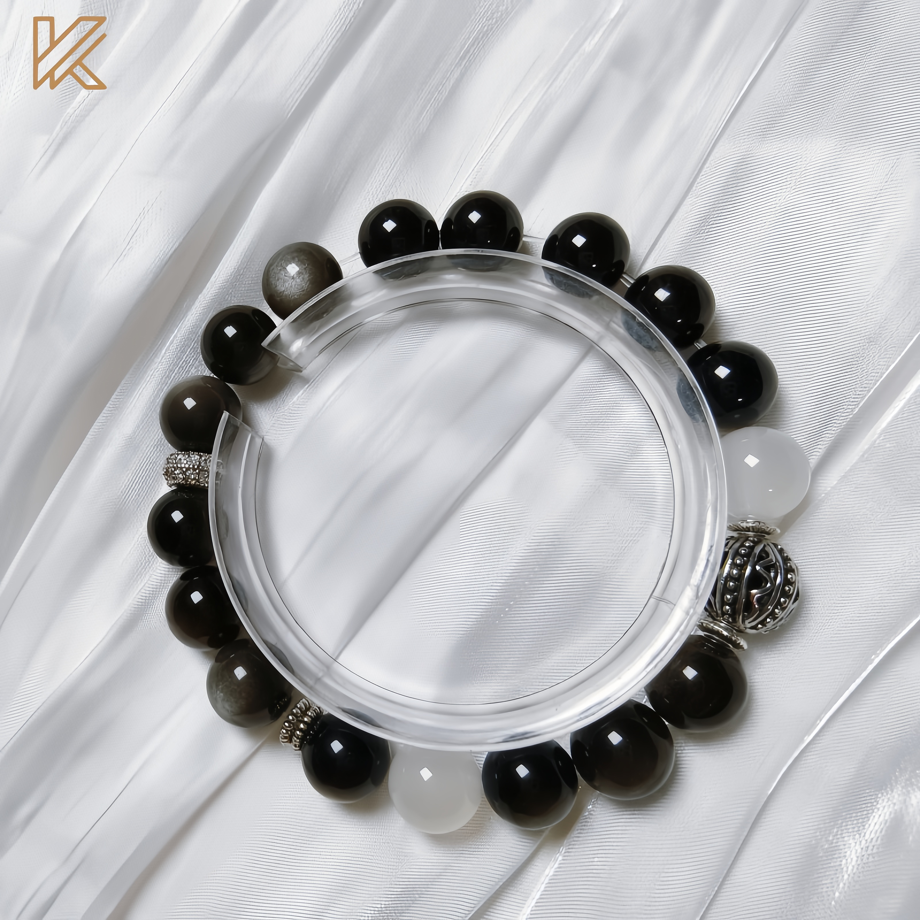 Pulsera Protección y Equilibrio | Obsidiana y Cuarzo