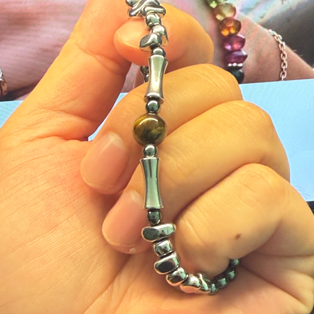 Tiger's Eye & Tumbled Silver Everyday Bracelet
